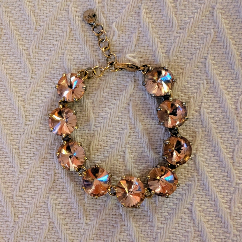 Elegant Gold and Peach Crystal Bracelet